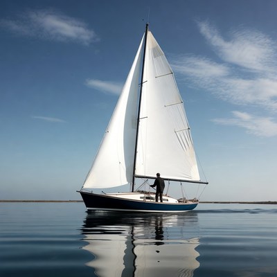 Man sailing sailboat on water