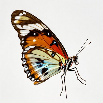 Orange and White Butterfly Wings Spread
