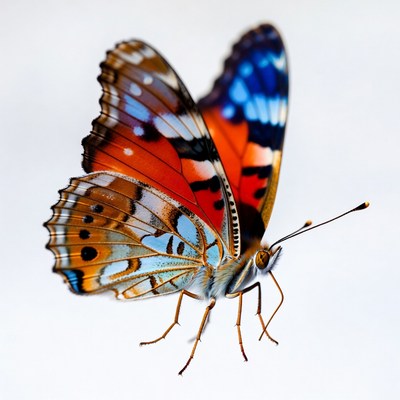 Colorful Buckeye Butterfly on White Background