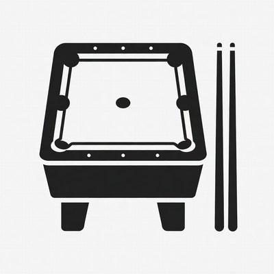 Pool table with cues