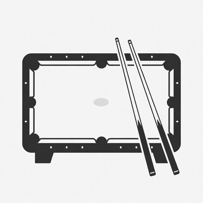 Pool table with cue sticks