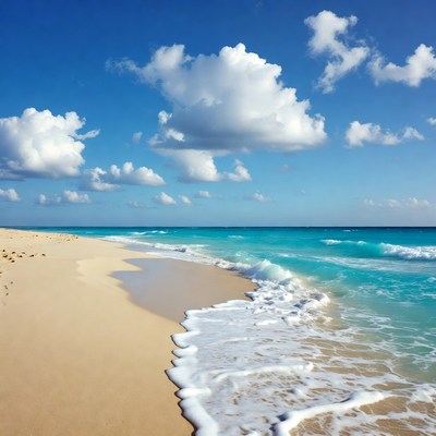 Sandy beach with turquoise waves