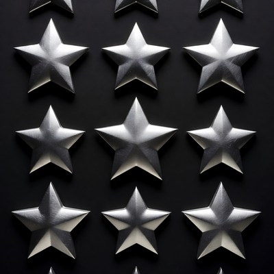 Shiny Silver Stars on Black Background