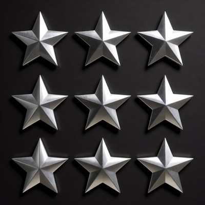Nine Metallic Silver Stars