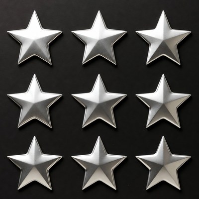 Nine silver stars on black background
