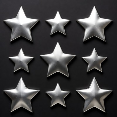 Shiny Silver Stars on Black Background
