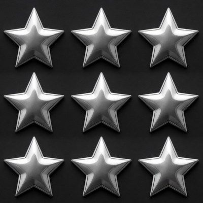 Nine Silver Stars on Black