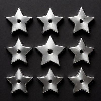 Nine Silver Stars on Black Background