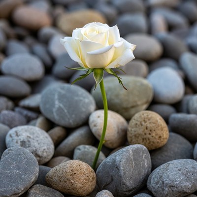 White Rose on Pebbles