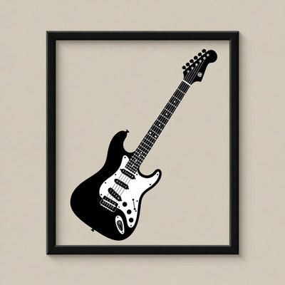Black Fender Stratocaster Guitar in Frame