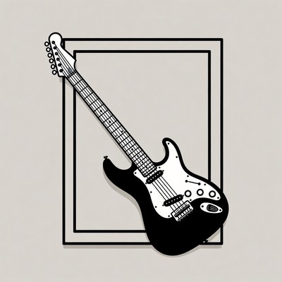 Electric Guitar Illustration in Frame