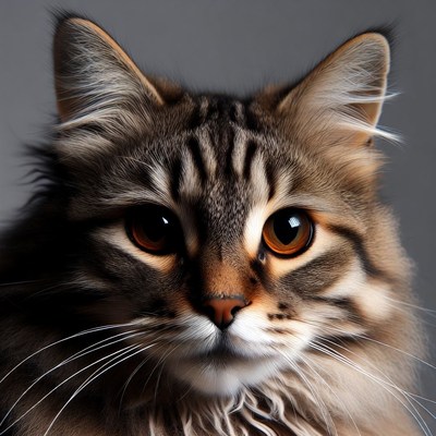 Closeup of tabby cat with orange eyes
