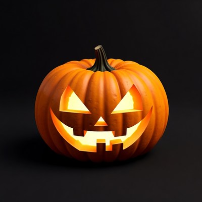 Jack-o'-lantern pumpkin on black background