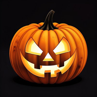 Jack-o'-lantern pumpkin on black background
