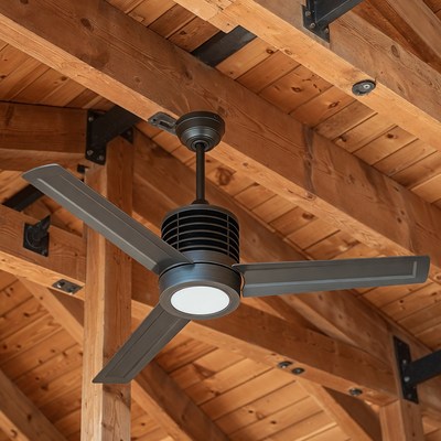 Ceiling Fan on Wooden Beams