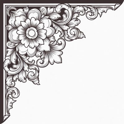 Ornate Floral Corner Border Illustration