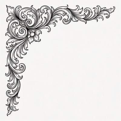 Ornate Black Corner Flourish Design