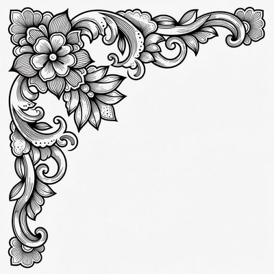 Floral Corner Border Illustration