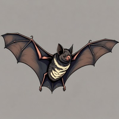 Wings Spread Bat Illustration