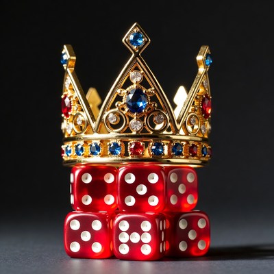 Golden Crown on Red Dice