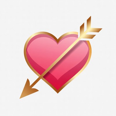 Pink Heart Pierced by Golden Arrow