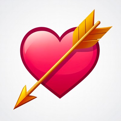 Heart pierced by golden arrow