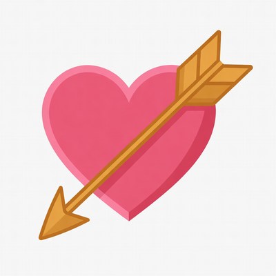 Pink heart pierced by arrow