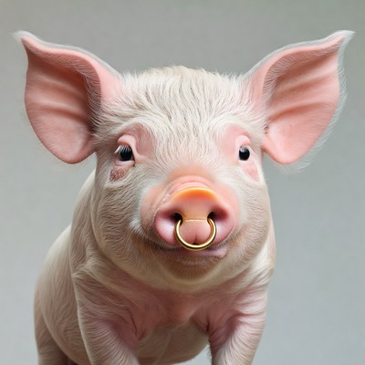 Cute pig with nose ring