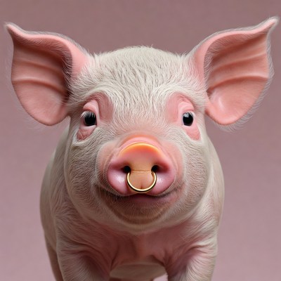 Cute pig with nose ring