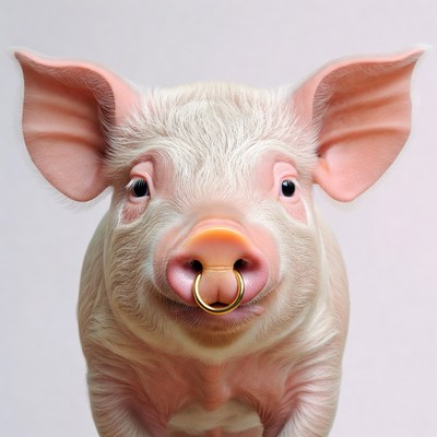 Pig with gold nose ring