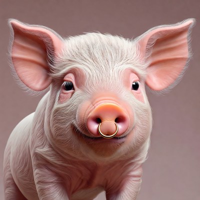 Cute pig with nose ring