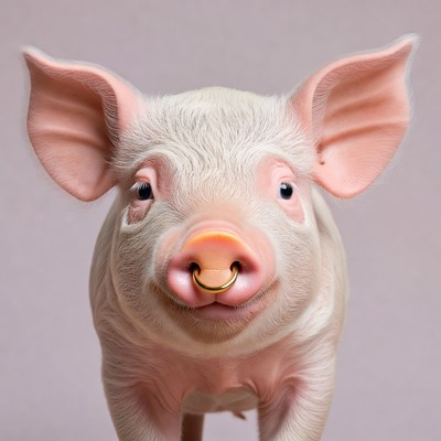 Pig with gold nose ring