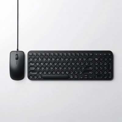 Black Round Keycap Keyboard and Mouse