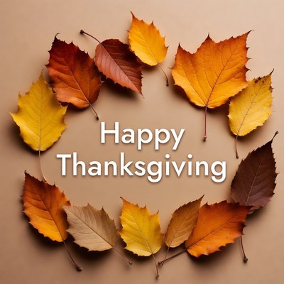 Happy Thanksgiving Autumn Leaves Circle