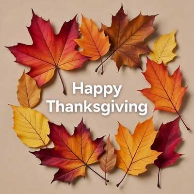 Happy Thanksgiving Autumn Leaves Circle