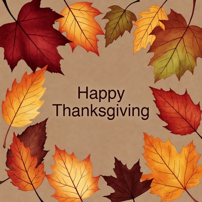 Happy Thanksgiving Autumn Leaves Illustration