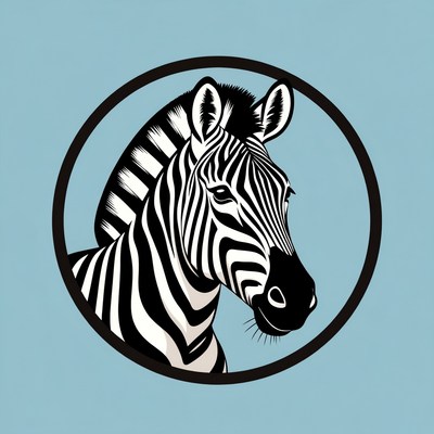 Zebra head in black circle
