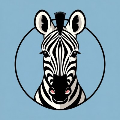 Zebra head in circle illustration