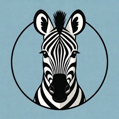 Zebra head in circle illustration
