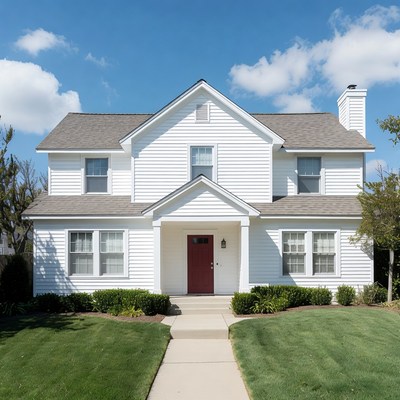White house with red door