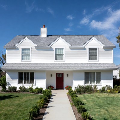 White house with red door