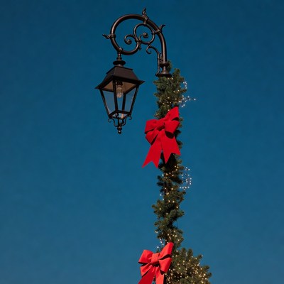 Christmas Lantern on Evergreen Pole