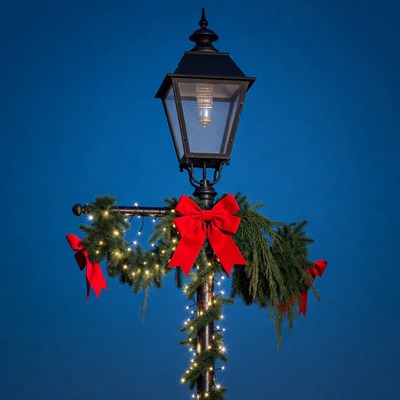 Christmas Street Lamp with Garland