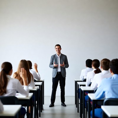 Teacher engaging students in classroom