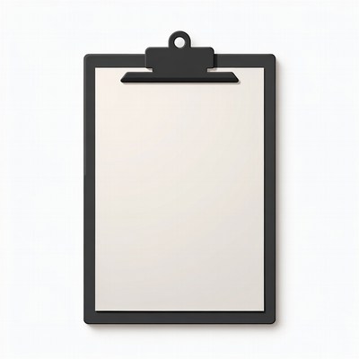 Black Clipboard with Blank Paper