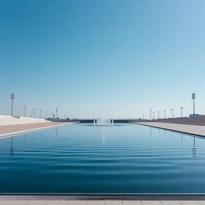 Infinity Pool Fountain Blue Sky