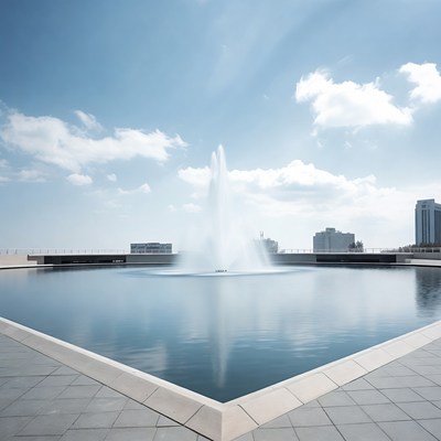 Fountain spraying in urban pool