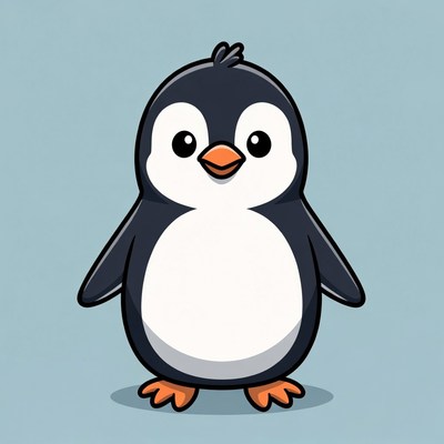 Cute cartoon penguin standing