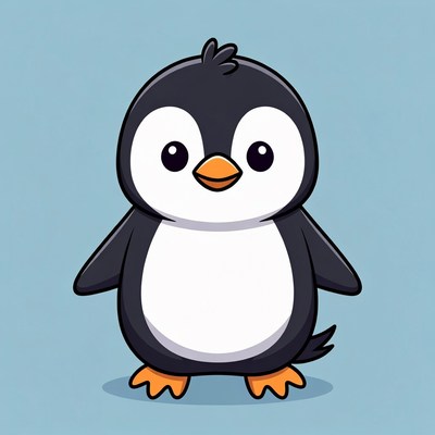 Cute cartoon penguin standing