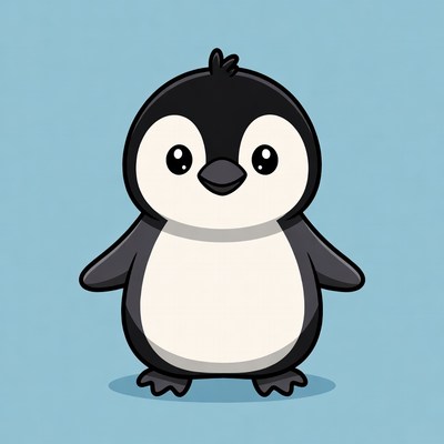 Cute cartoon baby penguin